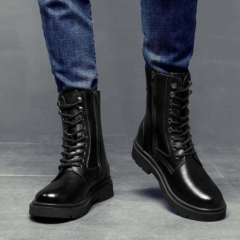 Martens, модные высокие сапоги из кожи и флиса с застежкой-молнией