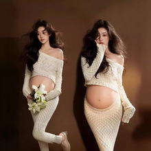 新款孕妇装摄影针织套装影楼唯美辣妈拍照服装孕妇写真甜美风服装