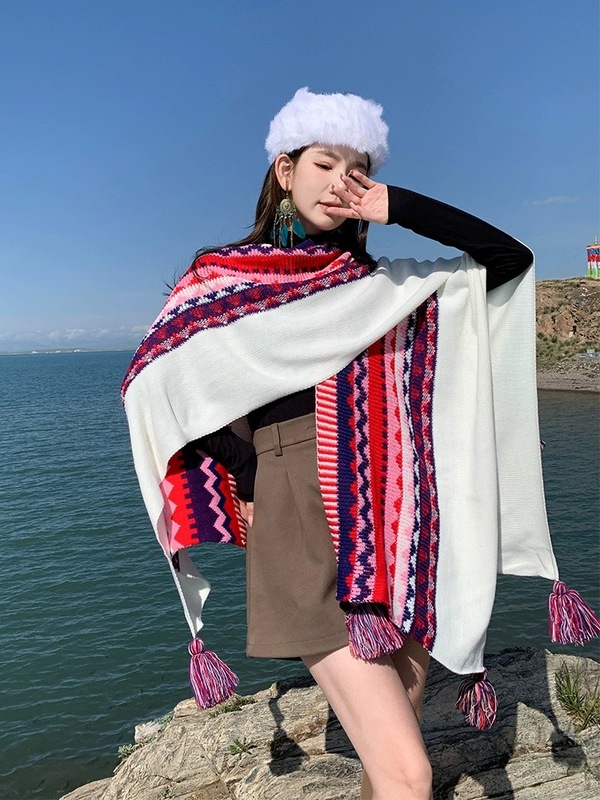 波西米亚披肩异域斗篷女云南旅游草原旅行穿搭拍照民族风外搭披风|undefined