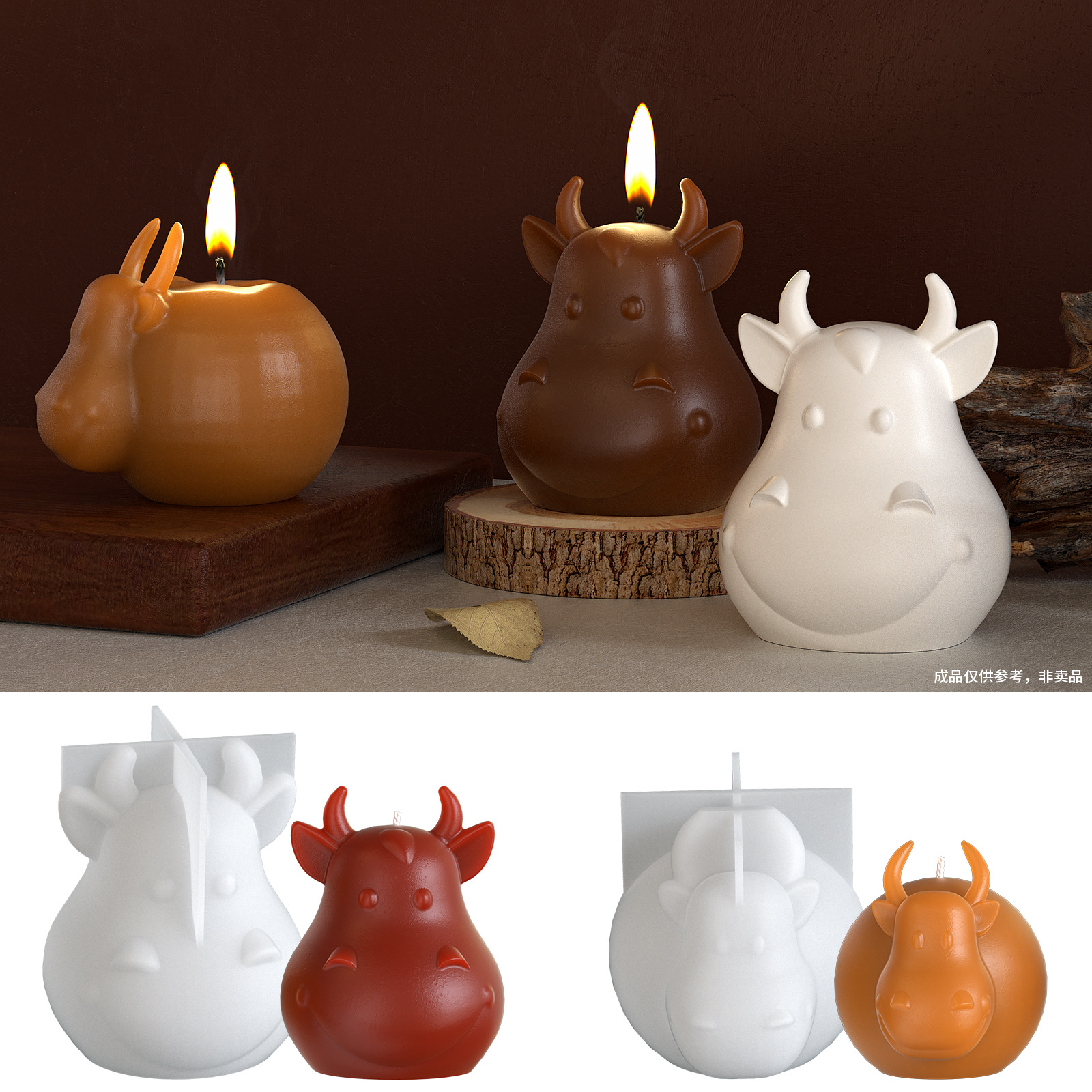 Amapolas Crystal Epoxed Resin Q Versión Big Head Bull Tou Joyas Adornos Diy Vela de aromaterapia Molde de silicona