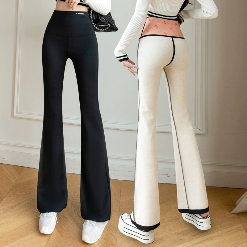 Женские зимние брюки-клеш на флисовой подкладке, длинные брюки, расклешенные брюки, леггинсы для йоги с высокой талией, теплые леггинсы больших размеров из Иу