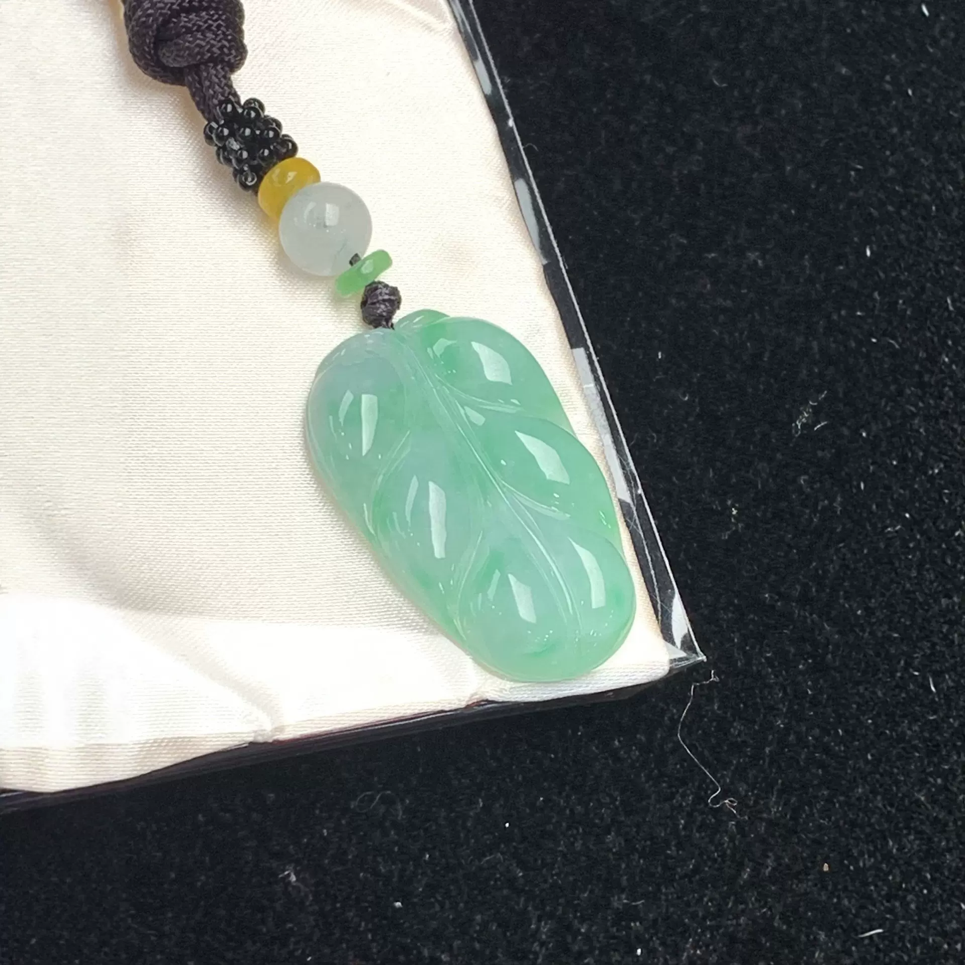 翡翠A货冰底蓝水叶子项坠挂件翡翠A货吊坠 厂家直销 一件代发