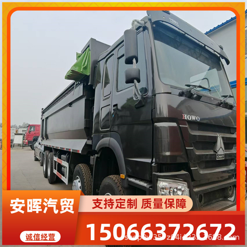 豪沃后翻翻斗车出口 二手12轮渣土运输车右驾驶舱砂石料自卸车