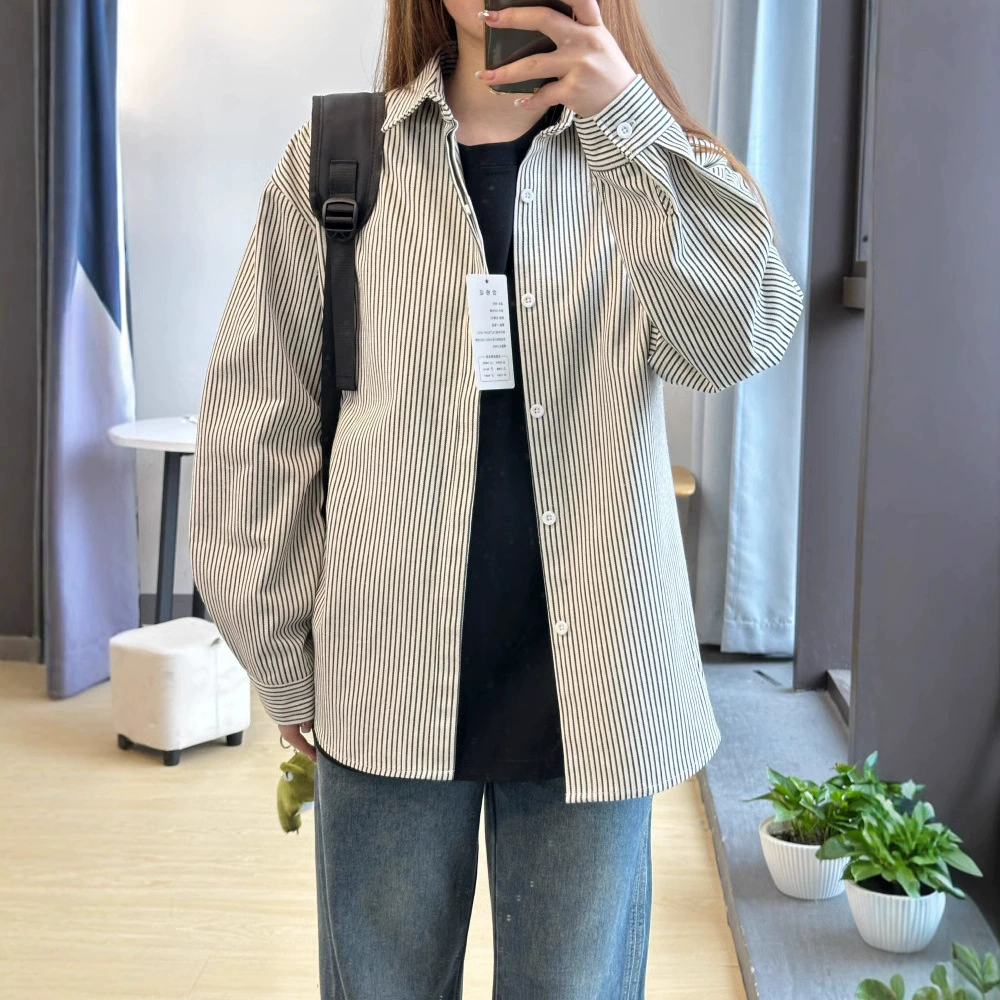 Рубашка мужская в ретро-полоску от производителя, длинный рукав, весна-осень, высокое качество, повседневный свободный крой, модная рубашка для мужчин и женщин