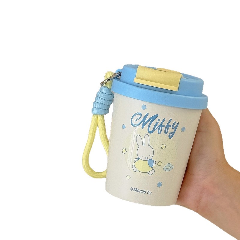MIFFY米菲不锈钢304内胆卡通高颜值咖啡杯便携带吸管双饮口保温杯|undefined