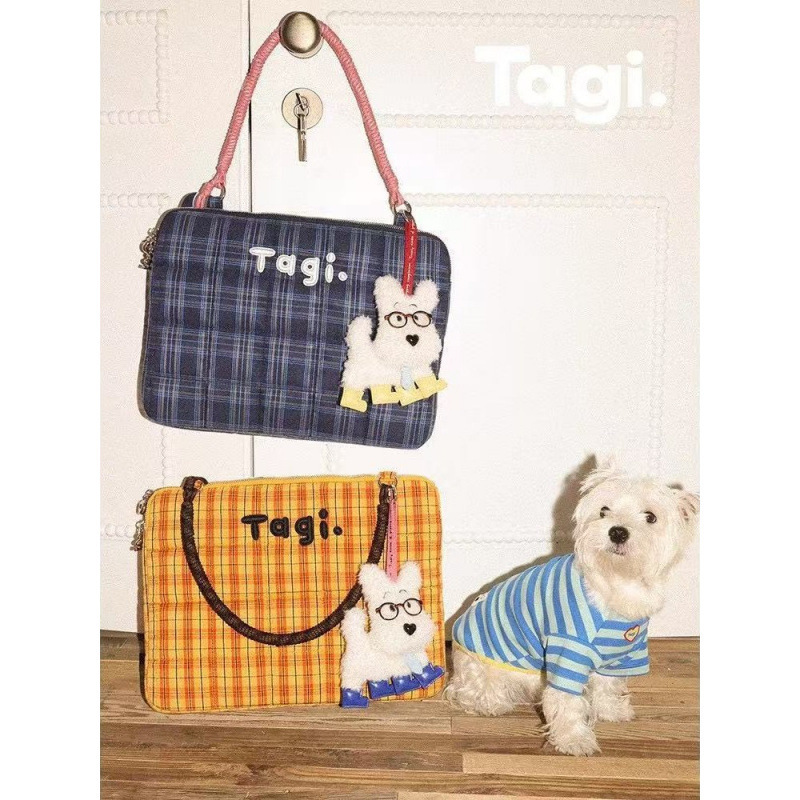 Tagi. Woven Small Pillow Embroidery Handbag for Daily Casual Use, Single-Shoulder Anti-Drop and Shockproof Computer Bag, Laptop Bag