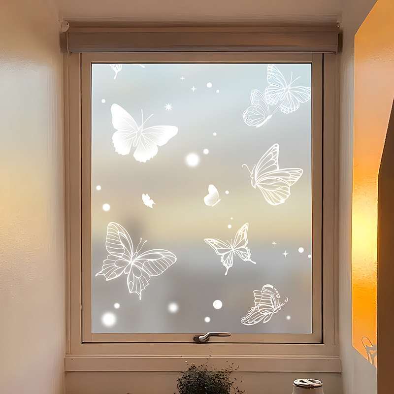 Window Anti-peep Film Anti-running Frosted Glass Sticker Transparent Pervious Toilet Door Privacy Internet Red Protection Plating