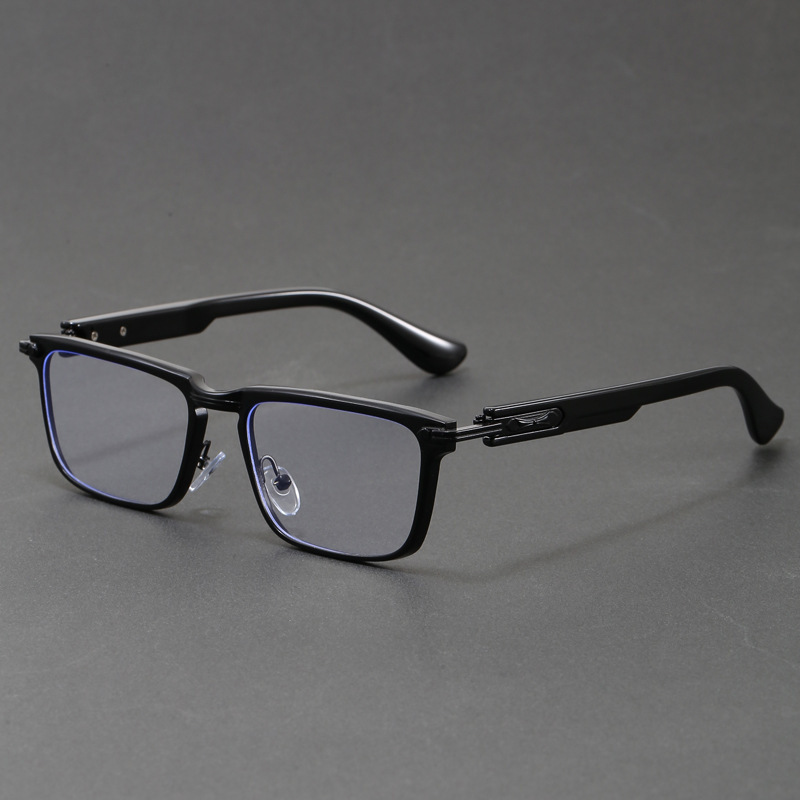 Classic versatile black frame non-prescription glasses for both men and women, zinc alloy frame, anti-blue light, everyday decorative glasses