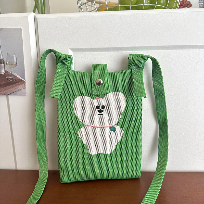 Linda bolsa de teléfono móvil de punto dulce, mensajero de un solo hombro, mini bolsa multiusos, textura, bolso de mano casual al por mayor