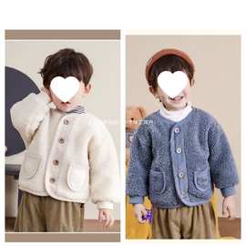 婴儿毛毛宝宝外套秋冬男童新款加厚上衣棉袄女童棉服加绒保暖冬装