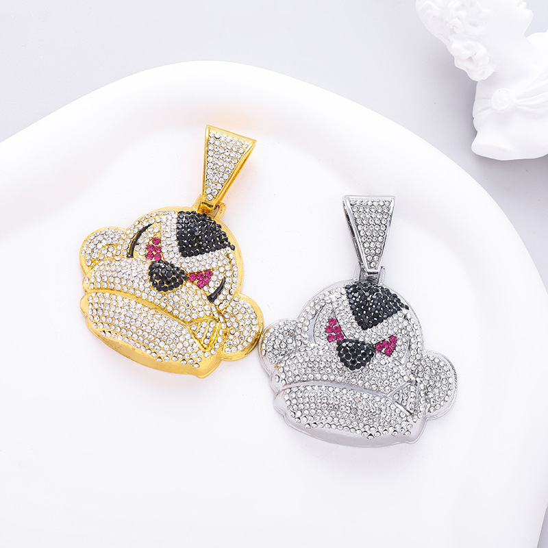 Big Mouth Monkey Pendant With Cuban Chain Necklace Fashion Style_voghion.com