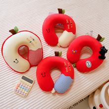 红苹果格子u型枕旅行护颈枕靠枕办公室午睡枕颈椎枕便携式u形枕头