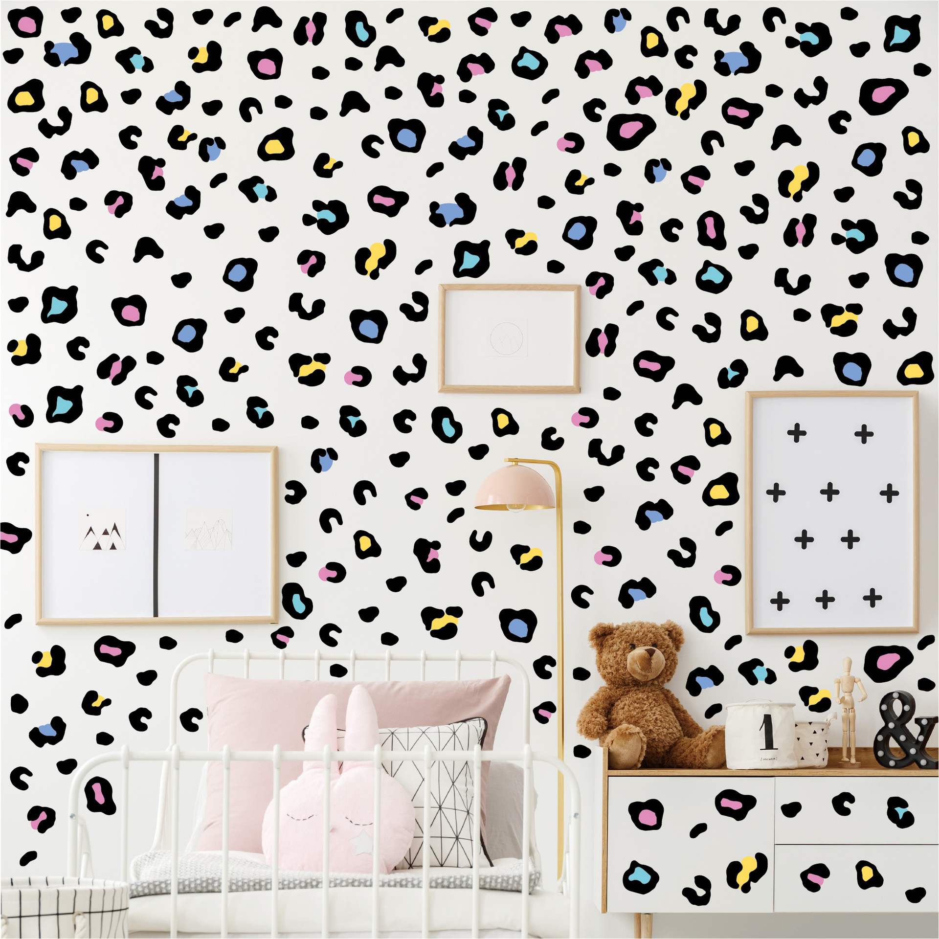 Cross-border leopard print texture wall stickers color home…