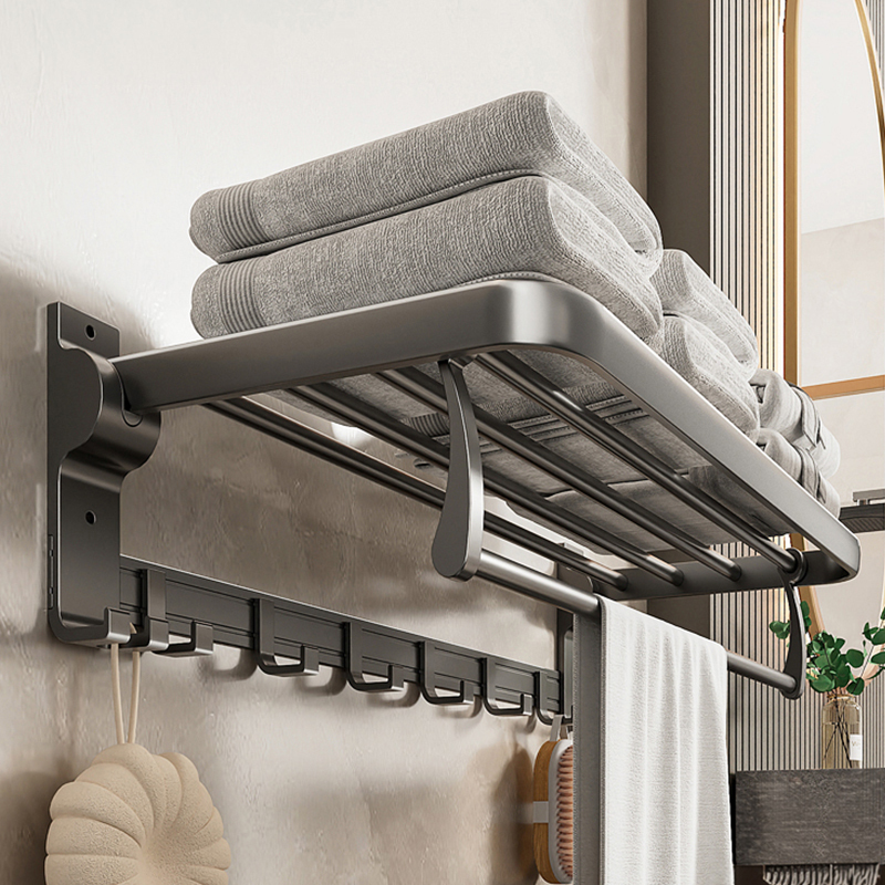 Towel Rack Bathroom Punch-Free Bath Towel Rack Integrated Hanging Rack Kit Toilet Bathroom Bathroom Shelf Storage Rack