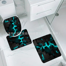 跨境temu新款科技格子卫生间浴室装饰地垫耐脏易打理地垫现货代发