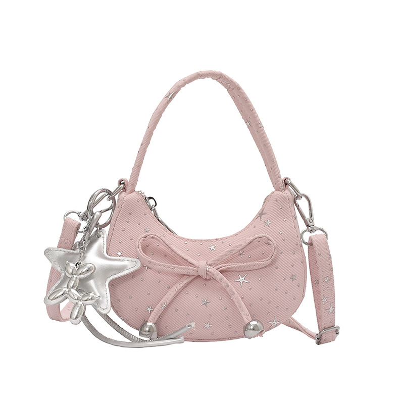 Fresco dulce arco bolso de niña pequeña mini bolso de hombro para niños nuevo bolso de media luna roja de aire extranjero