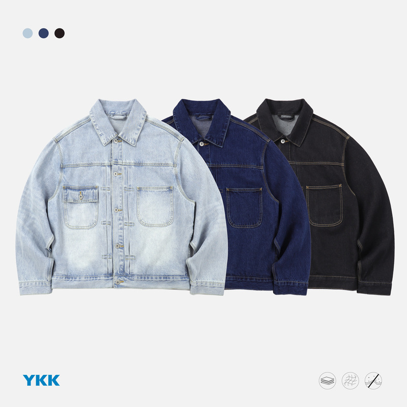 Dingming Workwear | 26AW Vintage Loose Short Wide Silhouette Workwear Carhartt Washed Denim Jacket for Men and Women