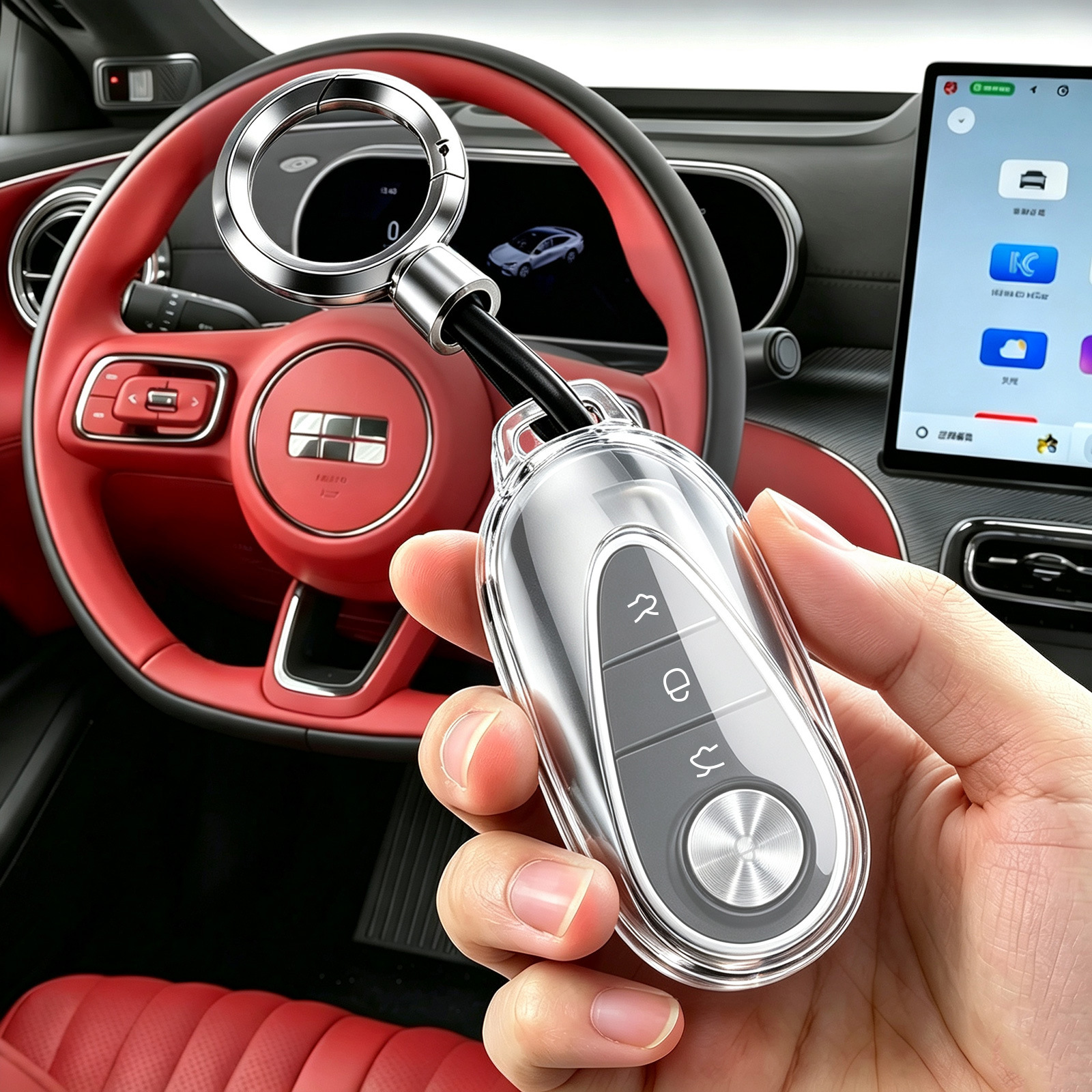 Suitable for Geely Galaxy TT key case, 26 models, Galaxy TT pure electric remote control, TPU transparent protective shell with buckle