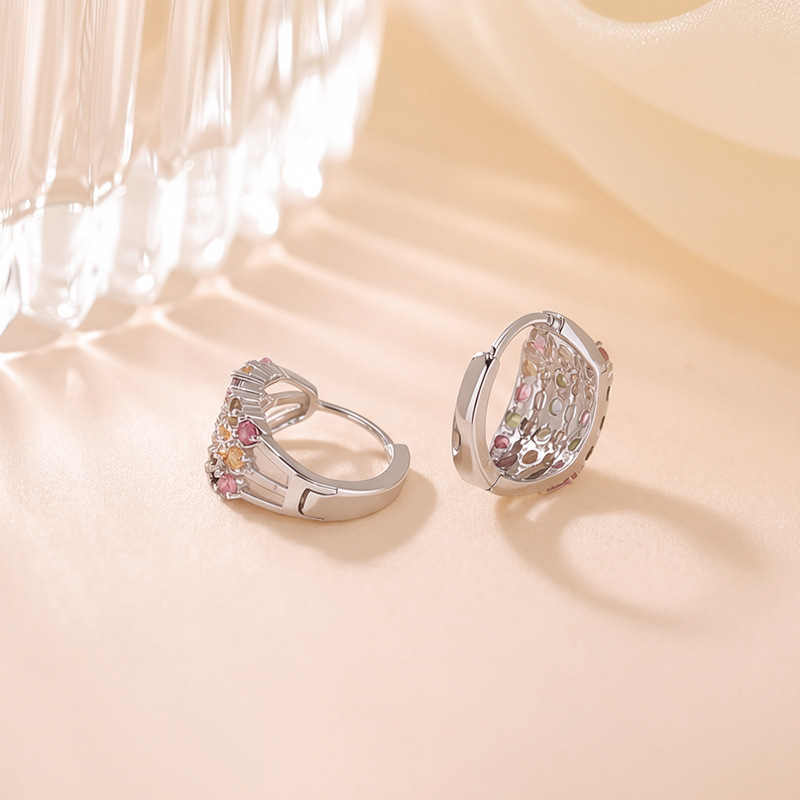 Bông tai tròn thời trang đơn giản bạc S925 — Cặp đôi
