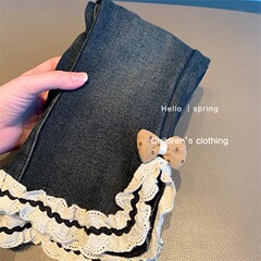 小さめの女の子向け、冬用のベルベット裏地付きデニムフレアパンツ、新作冬用ベビー・幼児向けベルベット裏地付きデニムパンツ、おしゃれ