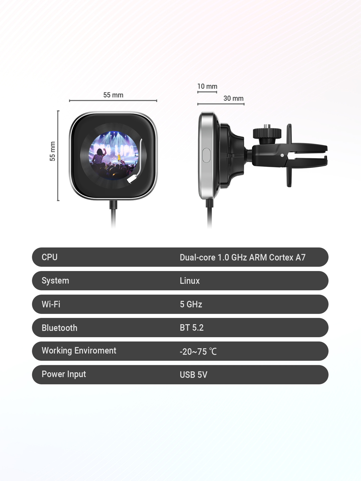 New Model with Screen, Wired to Wireless Carplay Portable Adapter for Apple Screen Projection