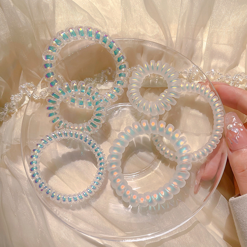 Mermaid Ji Laser Phone Cord Hair Tie for Women Korean Candy Color Seamless Small Rubber Band Women's Hair Tie High-Looking Hair Tie