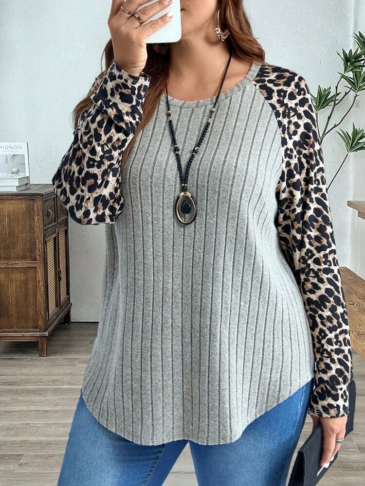 2024 otoño y invierno nuevo estilo de ropa de mujer europea y americana estación independiente Amazon venta caliente estampado leopardo clásico empalme agujero chaqueta de manga larga image 1