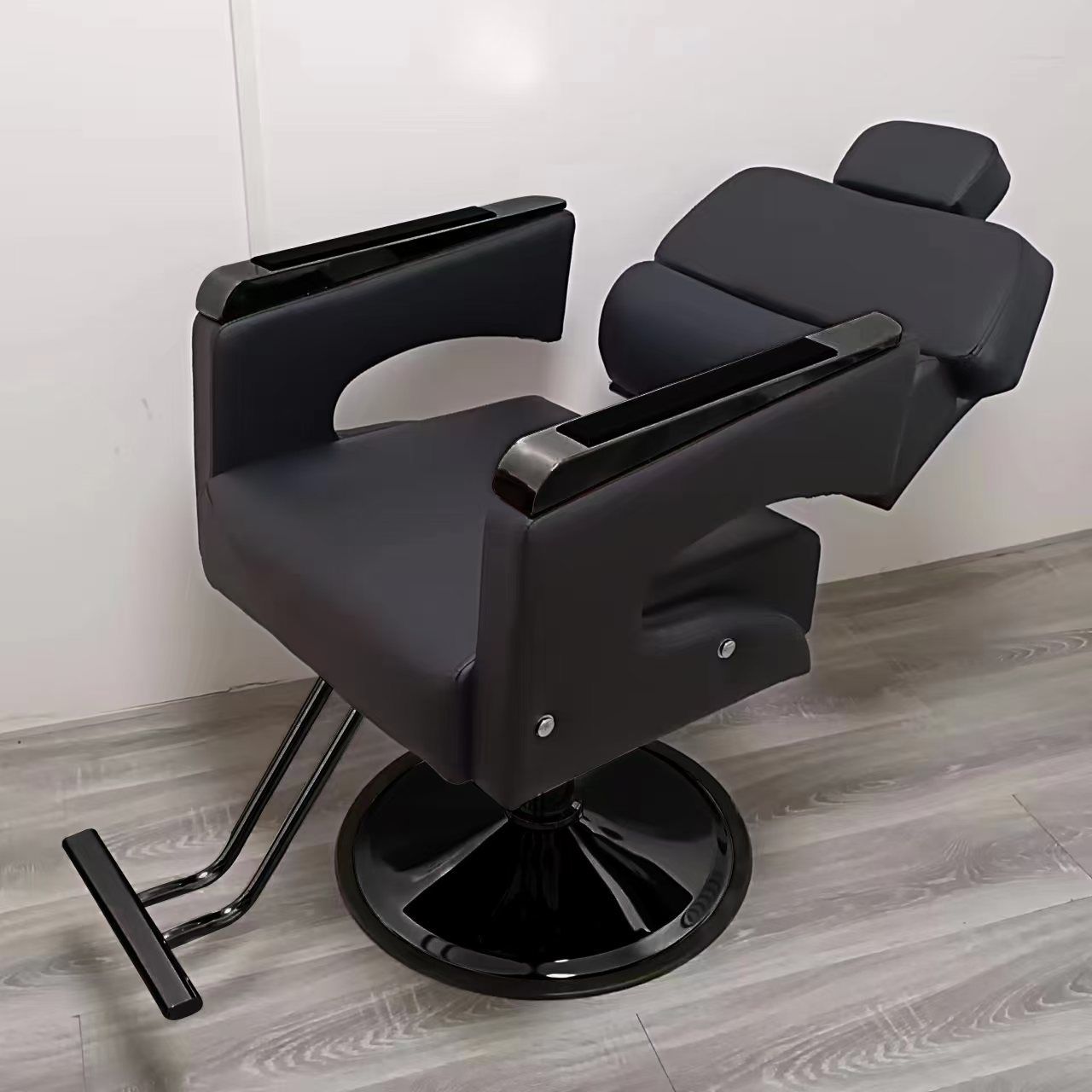 Fabricante silla de peluquería silla de afeitado elevación giratoria silla de rojo teñido silla de corte de pelo salón de peluquería mayorista