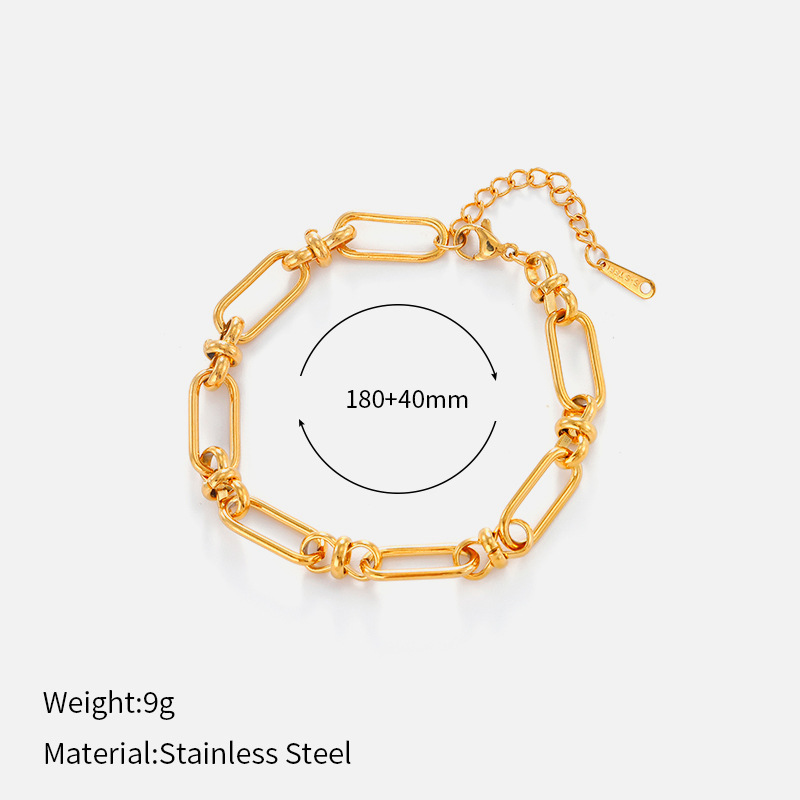 ヨーロッパとアメリカのクロスボーダーシンプルなステンレス鋼の太いブレスレット電気メッキ 18 K ゴールドチェーンブレスレットヒップホップスタイルチタン鋼ブレスレット|undefined