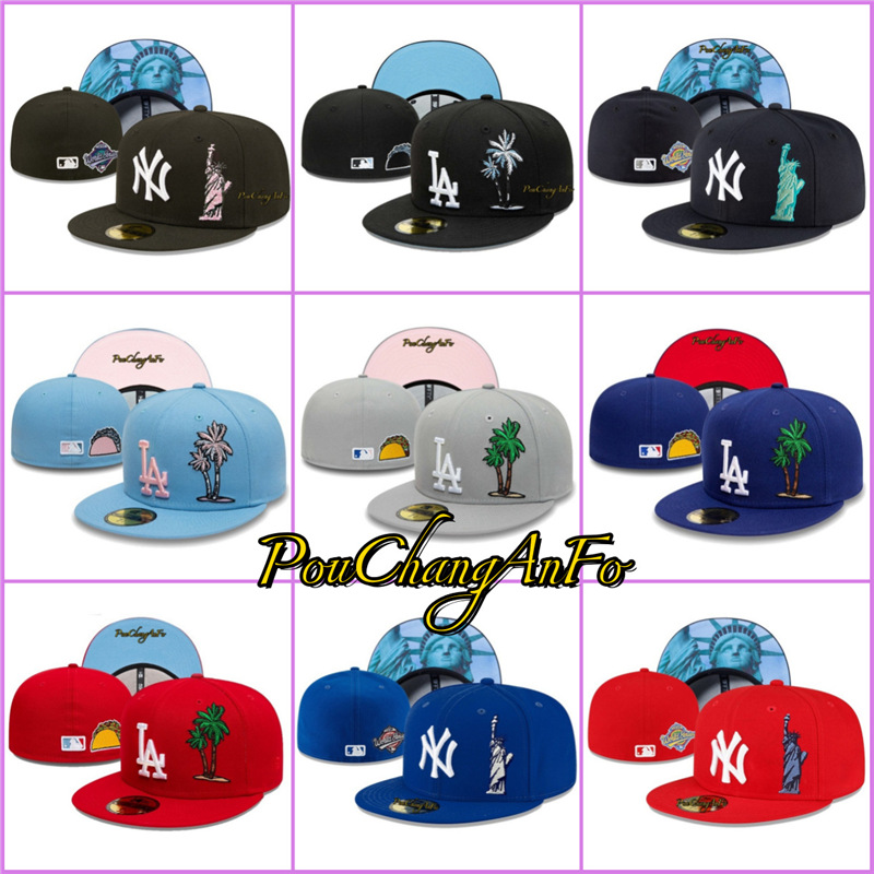 Pouchanganfo Cross-Border Wholesale Baseball Bat Sports Cap Flat-Brimmed Cap Fitted Cap Size-Adjustable Cap Embroidered Cap