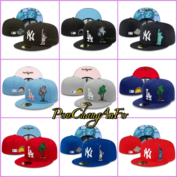 Pouchanganfo Cross-Border Wholesale Baseball Bat Sports Cap Flat-Brimmed Cap Fitted Cap Size-Adjustable Cap Embroidered Cap
