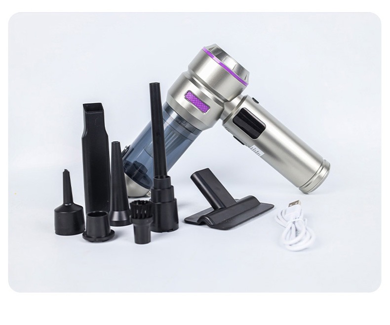 Car-mounted vacuum cleaner with dual-function suction and blowing, brushless high-power 16000Pa, integrated air pump with digital LED display
