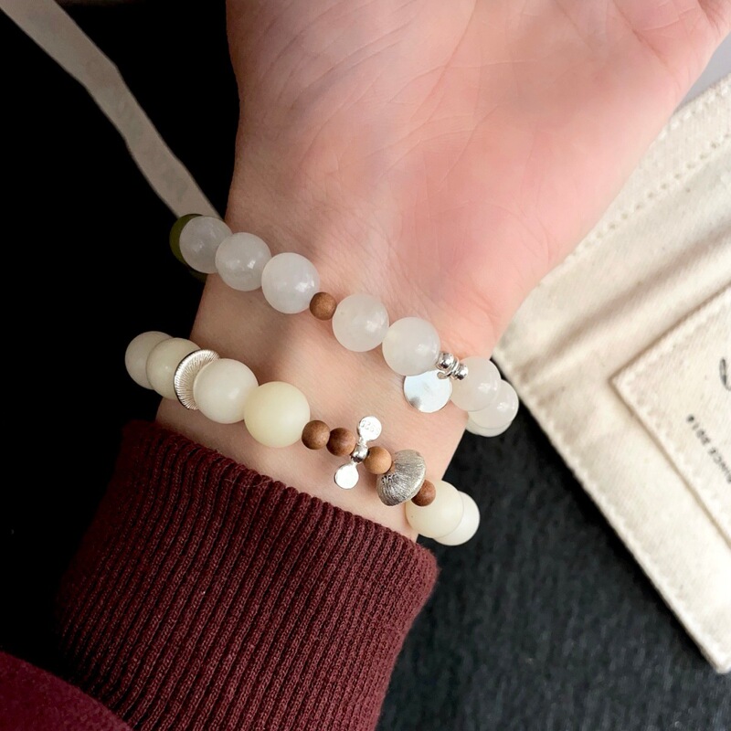 S925 Silver Natural Bodhi Root Jade Sandalwood Bracelet Set, Retro Niche Style, Releases Energy and Relieves Stress S925 Silver Natural Bodhi Root Jade Sandalwood Bracelet Set, Retro Niche Style, Releases Energy and Relieves Stress
