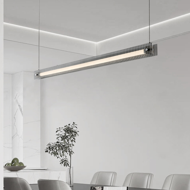 Lámpara de restaurante minimalista italiana vidrio de alta gama de diseño nórdico moderno mesa de comedor minimalista barra de luz