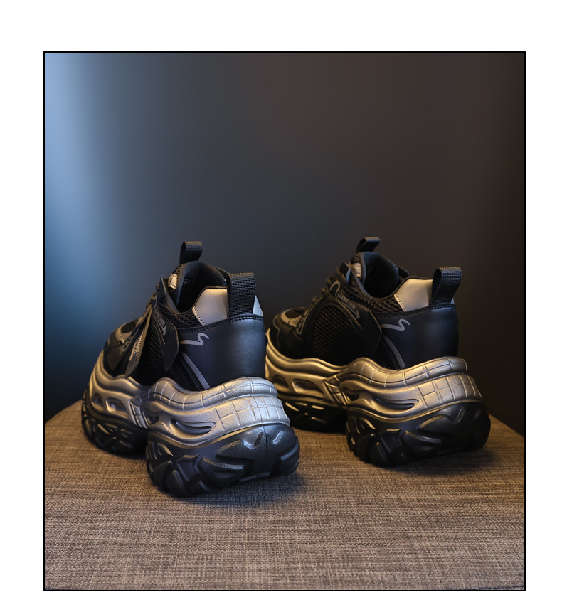 Giày sneaker nữ chunky đế dày tăng chiều cao 9 cm phong cách thể thao — sâm panh chi tiết 19