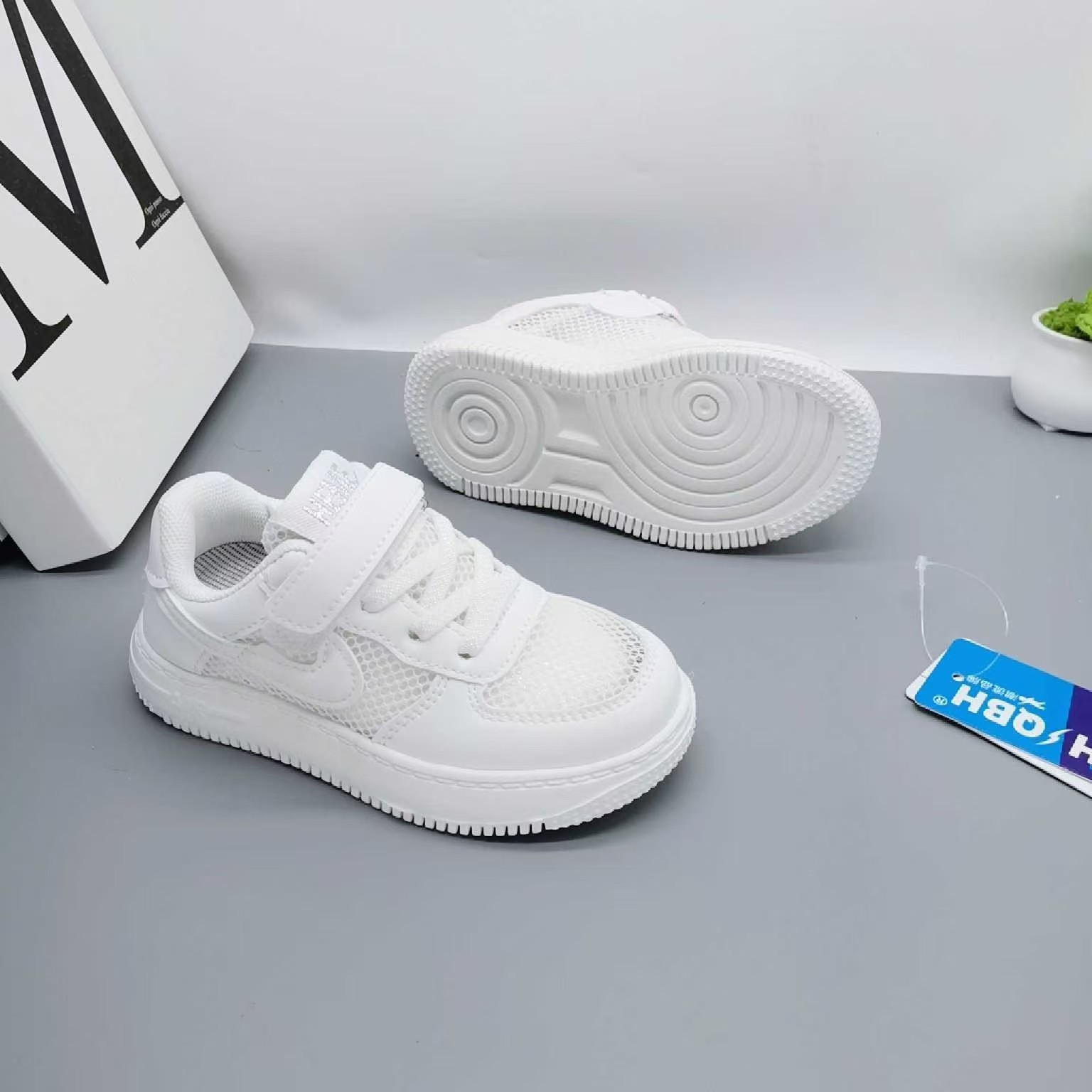 Seis niños nuevos zapatos blancos de una sola red para niños de 6 a 15 años zapatos deportivos de una sola red para niños grandes zapatillas de deporte para niños de gran tamaño