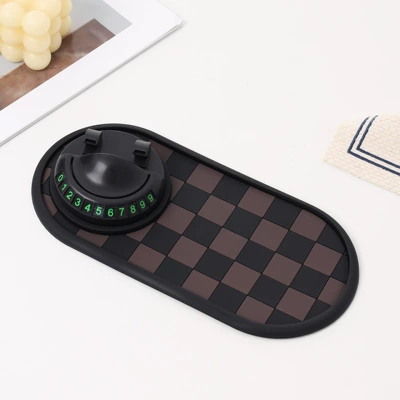 Car Fragrance Tablets, Anti-slip mat - oval-brown-plaid