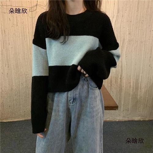 Seasonal versatile slim-fit short-sleeve long-sleeve base knit top for autumn and winter women's innerwear close-fitting round neck sweater