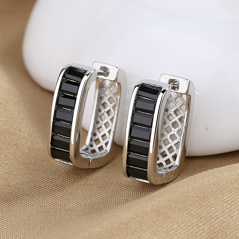 Small design square elegant earrings with zircon