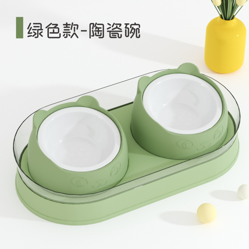 가드 레일 세라믹 더블 그릇-녹색