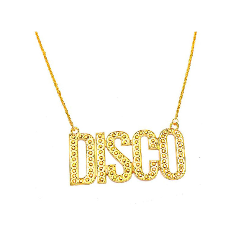 Europe and the United States cross-border new DISCO letters do not fade necklace 70 s party personality hip hop pendant accessories