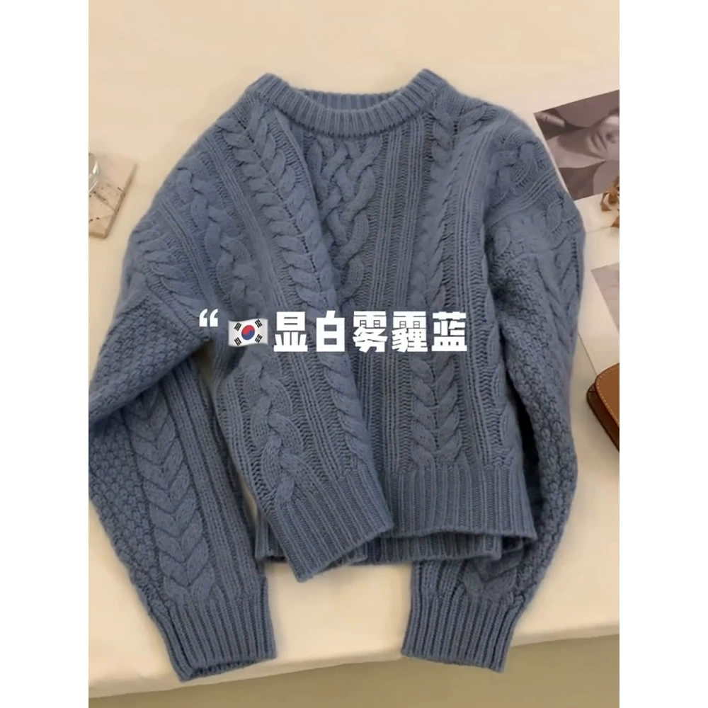 Демисезонный связаный свитер, французский стиль, oversize
