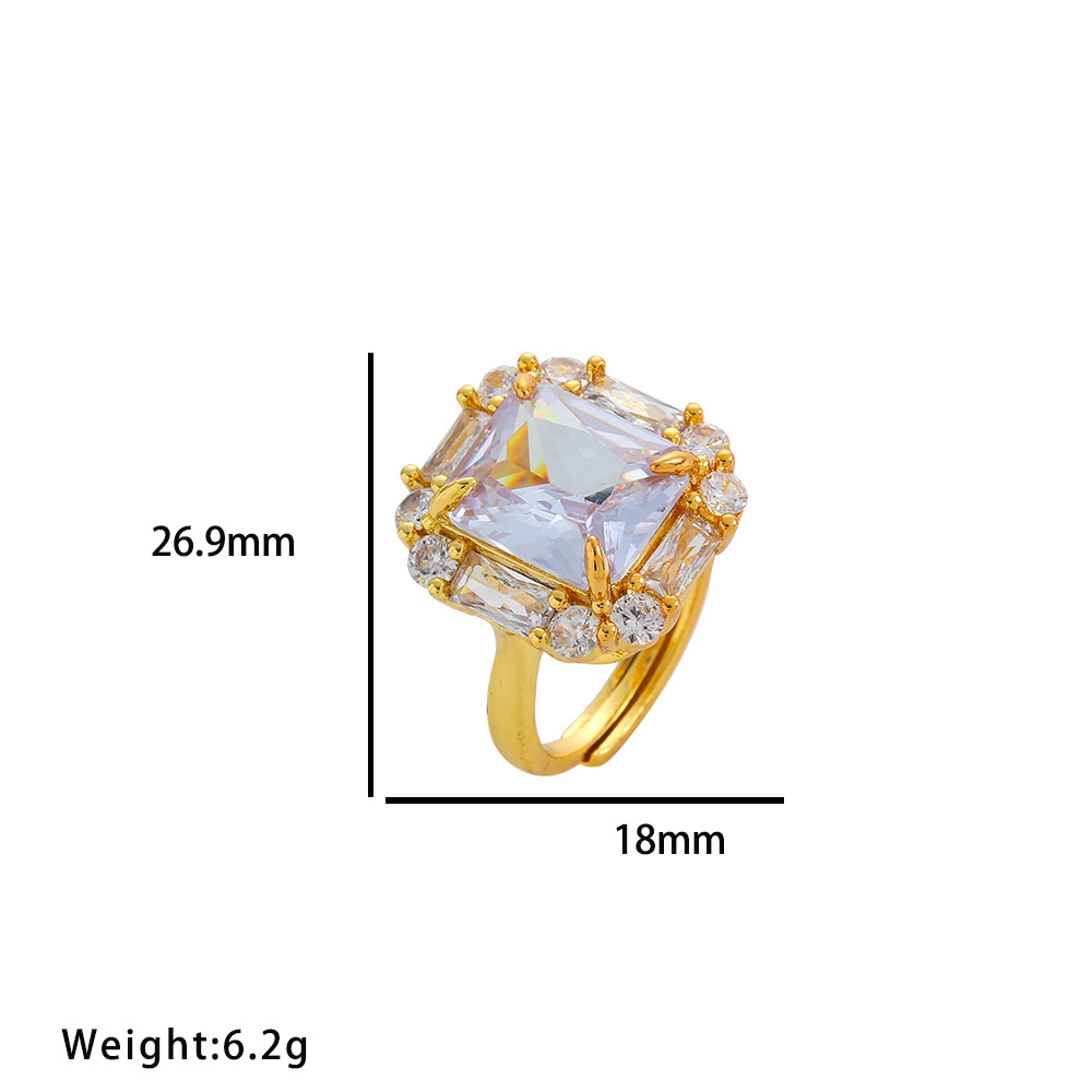 Ensemble de bijoux carrés sertis de diamants, ensemble de collier, boucles d'oreilles et bague de mariée de style palais rétro_voghion.com