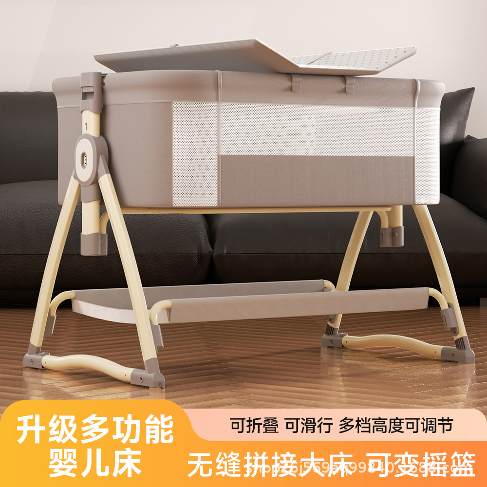 Crib Removable Multi-Functional Folding Newborn Cradle Bed Amazon Portable Diaper Table Splicing Large Bed
