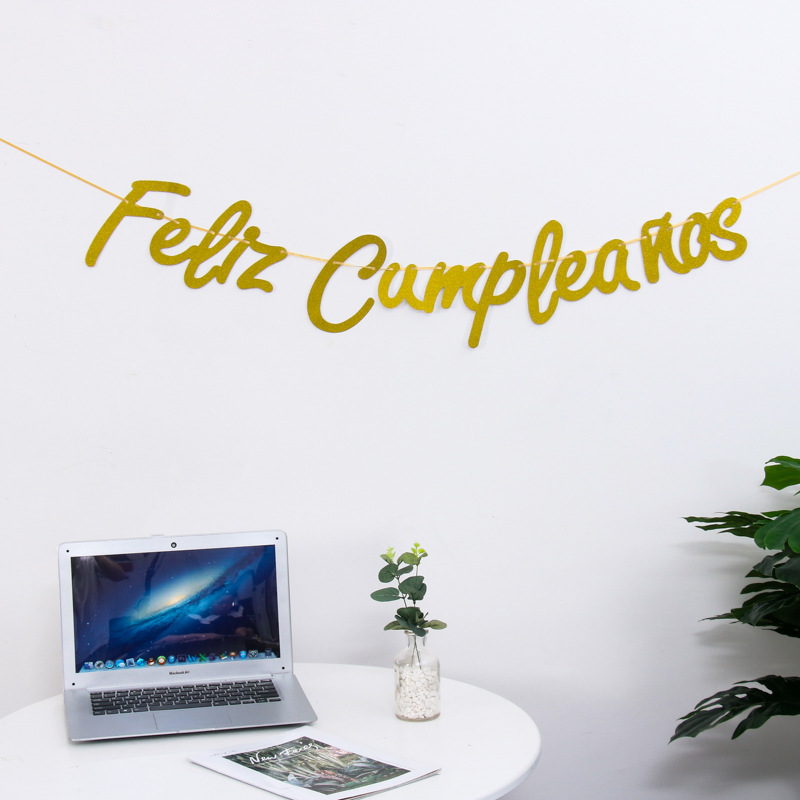 Glitter letras cumpleaños bandera decoración fiesta suministros colgando bandera estilo occidental con Font banner Fondo pared
