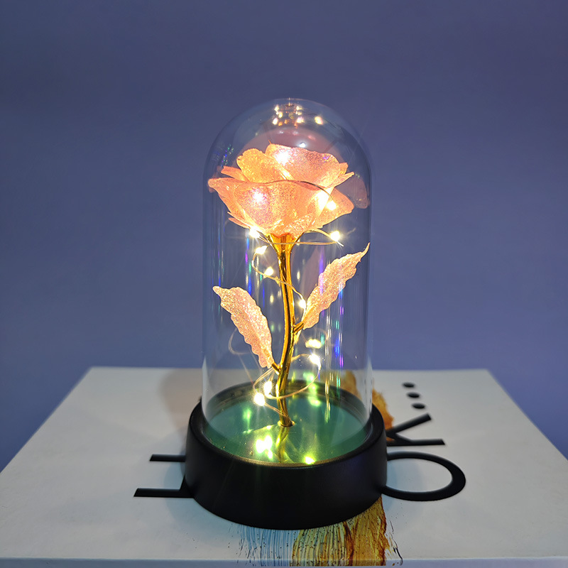 Lámina de oro Color Rosa de oro Flor eterna Luz de noche Maestro de Navidad Día de San Valentín romántico Día de San Valentín Adornos de regalo del día de la madre