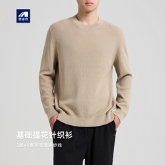 墨麦客男装羊毛混纺毛衣男2025秋新款提花基础圆领针织衫男21988.