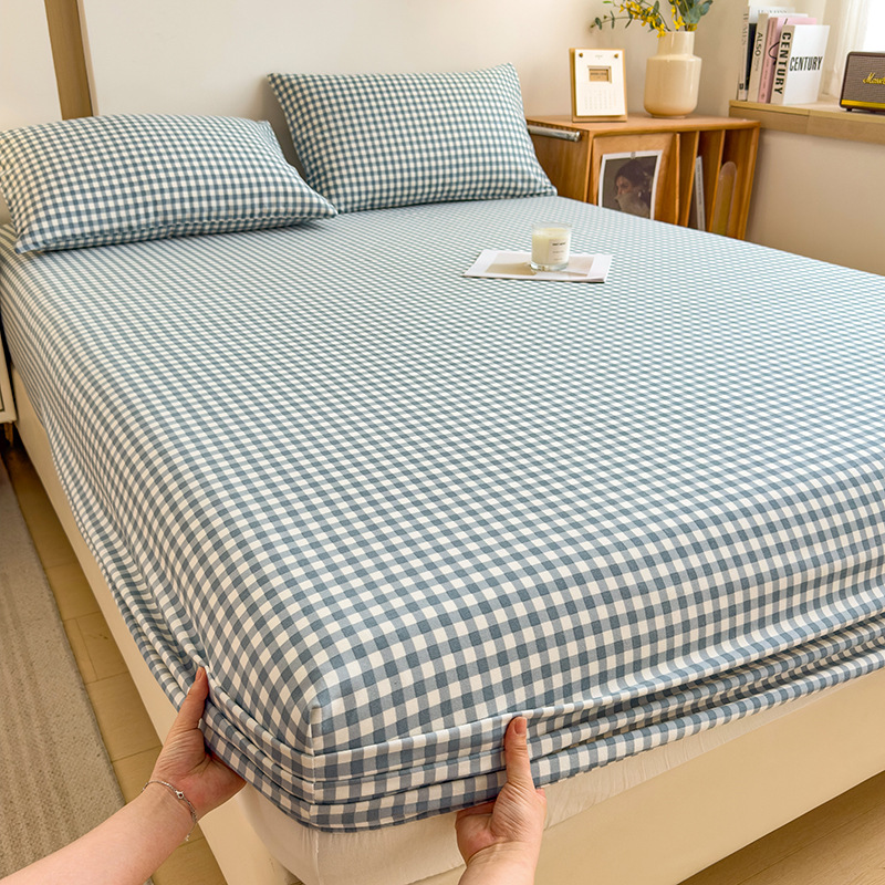 Funda de cama cepillada de algodón cubierta protectora de colchón de una sola pieza 2024 nueva funda de cama impresa para una sola persona para todas las estaciones