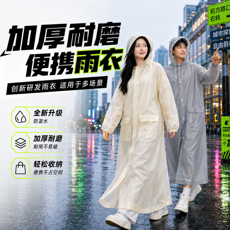 One-Piece Raincoat from the Source Manufacturer, Waterproof and Thickened, Suitable for Outdoor Travel, Hiking, Daily Commuting for Adults, Peva Rain Poncho