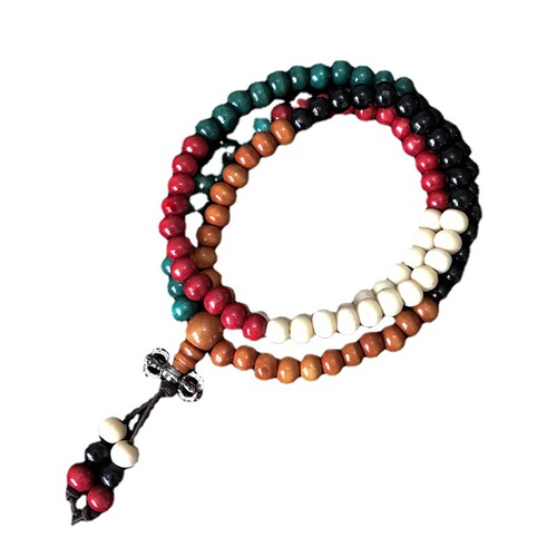 108-Count Multi-Color Buddhist Rosary Beads Car Accessory High-Grade Wood Rosary Beads Car Ornament